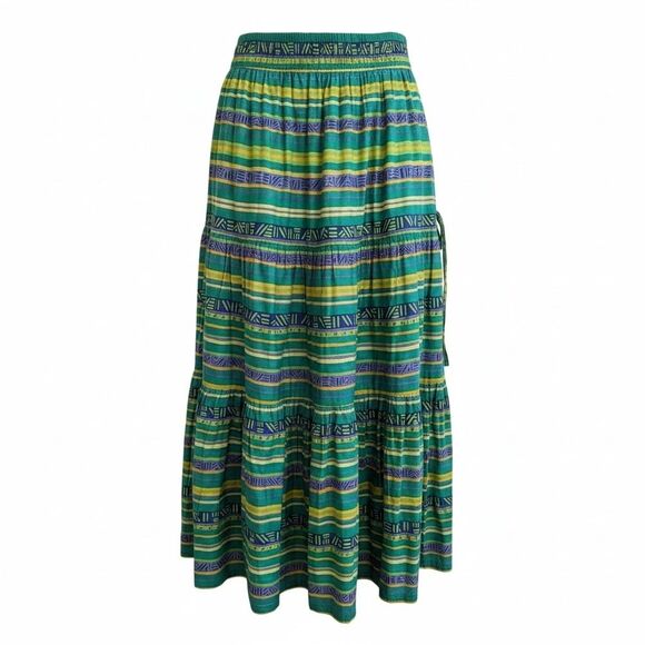 Lizsport Dresses & Skirts - LizSport Vintage 90s Graphic Striped Peasant Skirt Broomstick Cotton size Medium